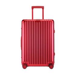 MEDUZA Koffer Vollaluminium-Magnesiumlegierungs-Trolley-Koffer, Metallkoffer, Universal-Rad-Boarding-Koffer, 24-Zoll-Koffer Suitcase (Color : Red, Size : A) von MEDUZA