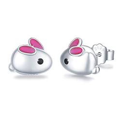 Bunny Ohrstecker Mädchen 925 Sterling Silber Kaninchen Ohrstecker Niedliche Tier Bunny Schmuck Geschenke für Frauen Mädchen Teenager von MEDWISE