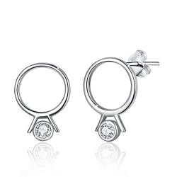 Damen Ohrstecker 925 Sterling Silber Diamantring Ohrringe Schmuck Geschenke für Frauen Mädchen von MEDWISE