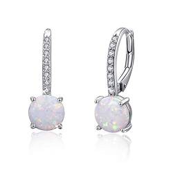 Damen Opal Creolen Ohrringe 925 Sterling Silber Hypoallergen Ohrstecker mit Zirkon Opal Schmuck Muttertagsgeschenk für Mutter Mama Ehefrau Frauen Mädchen von MEDWISE