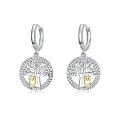 Eulen Ohrringe für Damen,925 Sterling Silber Baum des Lebens Ohrringe Eulen Schmuck Geschenk Hypoallergener für Mädchen Damen Ehefrau Mutter Lehrer Mama Muttertagsgeschenk Frauen Kinder von MEDWISE