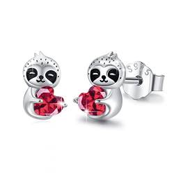 Faultier Ohrstecker Mädchen 925 Sterling Silber Faultier Ohrringe mit Rosa Herz Zirkonia Ohrringe Tier Ohrstecker Schmuck Faultier Geburtsstein Geschenke für Frauen Kinder Tochter Mutter Mama von MEDWISE