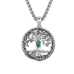 MEDWISE Baum des Lebens Kette 925 Sterling Silber Schlange Halskette Anhänger Runde Halskette Schmuck für Damen Männer Geburtstags Geschenke von MEDWISE