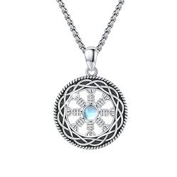 MEDWISE Keltische Wikinger Kette 925 Sterling Silber Keltische Kette Mondstein Halskette Anhänger Amulett Schmuck Geschenk für Frauen Herren Jungen Damen Mädchen von MEDWISE