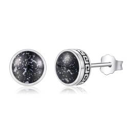 MEDWISE Onyx Runde Ohrstecker 925 Sterling Silber Klassische Ohrringe Ohrstecker Kleine Ohrringe Geschenke Schmuck für Unisex Männer Damen von MEDWISE