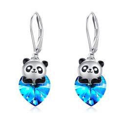 Panda Ohrringe 925 Sterling Silber Panda Herz Ohrringe Hängend Damen Kinder Ohrringe Kristall Ohrhänger Schmuck für Mädchen Ehefrau Freundin Tochter Weihnachts Geschenk von MEDWISE