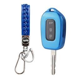 MEDZUK 【5 Farben】 Kompatibel mit Dacia Sandero 3 | Stepway 3 2020-2023 2024 Auto Schlüsselhülle mit Schlüsselanhänger Zubehör (Blau) von MEDZUK