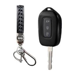 MEDZUK 【5 Farben】 Kompatibel mit Dacia Spring 2021-2023 2024 Auto Schlüsselhülle mit Schlüsselanhänger Zubehör (Schwarz) von MEDZUK