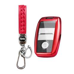 MEDZUK 【5 Farben】 Kompatibel mit Kia Picanto 3 JA 2017-2022 2023 Auto Schlüsselhülle mit Schlüsselanhänger Zubehör (Rot) von MEDZUK
