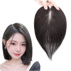 100% Echthaar Topper for Frauen 10 * 12cm Seidenbasis Clip-in Haarteile Natürliches Schwarzes Haartoupet Haarverlängerungen for Dünner Werdendes Haar/graues Haar (Size : 12 inch) von MEECHI