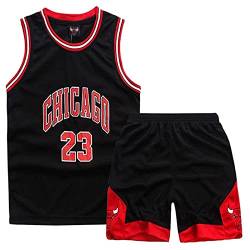 Little Boys 2 Piece Sleeveless Basketball Training Jersey and Pants(Schwarz,M) von MEEHYRE