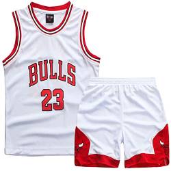 Little Boys 2 Piece Sleeveless Basketball Training Jersey and Pants(Weiß,L) von MEEHYRE