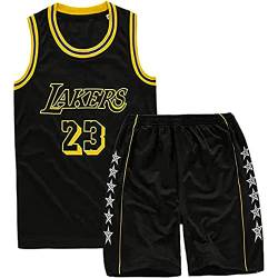 MEEHYRE Kleine Jungen 2er-Set Basketball Trainings Jersey and Pants, Basketball Kleidung Kinder(Schwarz,L) von MEEHYRE