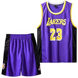 MEEHYRE Kleine Jungen 2er-Set Basketball Trainings Jersey and Pants, Basketball Kleidung Kinder(Violett,3XL) von MEEHYRE