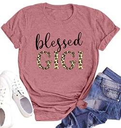 Blessed Gigi Shirts for Grandma T-Shirt Frauen Leopard Print Grafik T-Shirts Tops Mimi Gigi Tees Shirt, Pink 2, XX-Large von MEESHEEP