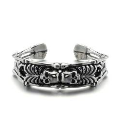 MEET- ORIGIN Totenkopf-Punk-Armband aus 925er-Sterlingsilber – personalisiertes, solides, klobiges Herrenarmband, handgefertigter Schmuck (D) von MEET- ORIGIN