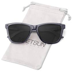 MEETSUN Polarisierte Sonnenbrille für Damen und Herren, klassischer Retro-Stil UV400 Schutz (Transparent Grau Rahmen/Grau Linse) von MEETSUN