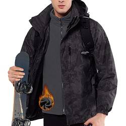 MEETWEE Herren Skijacke 3 in 1, Winterjacke Wasserdicht Softshelljacke Funktionsjacke Warm Jacke Fleecejacke Atmungsaktiv Winddichte Wanderjacke Regenjacke Freizeitjacke mit Abnehmbarer Kapuze von MEETWEE