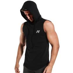 MEETWEE Herren Tank Top, Sportshirt mit Kapuze Ärmelloses Muskelshirts Fitness Sleeveless Shirt Atmungsaktiv Laufshirt Achselshirts Hoodie für Gym Running Training von MEETWEE