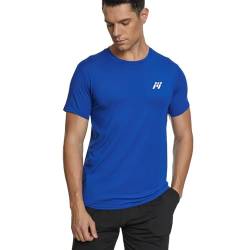 MEETWEE Sportshirt Herren, Laufshirt Kurzarm Mesh Funktionsshirt Atmungsaktiv Kurzarmshirt Sports Shirt Trainingsshirt für Männer, Blau, L von MEETWEE