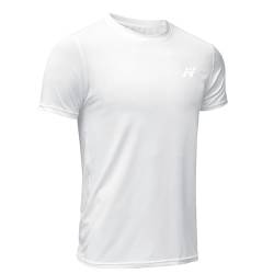 MEETWEE Sportshirt Herren, Laufshirt Kurzarm Mesh Funktionsshirt Atmungsaktiv Kurzarmshirt Sports Shirt Trainingsshirt für Männer, Weiß, L von MEETWEE