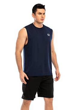 MEETWEE Tank Top Herren, Sportshirt Mesh Ärmelloses Shirt Achselshirt Unterhemd Muskelshirt Fitness Sleeveless T-Shirt Funktionsshirt Laufshirt für Männer (Navy blau, S) von MEETWEE