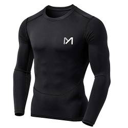 MEETYOO Herren Kompressionsshirt Cool Dry Langarm Unterwäsche Top für Männer Sport Fitness Base Layer - Schwarz - Groß von MEETYOO