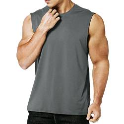 MEETYOO Herren Tank Top Achselshirts Sport Ärmelloses Shirt Unterhemd Fitness Sleeveless Für Running Jogging Gym Vest, Grau, L EU von MEETYOO