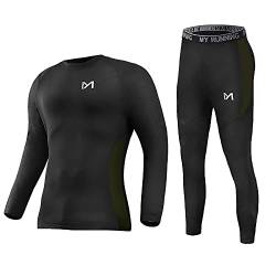 MEETYOO Herren Thermounterwäsche Set Sport Lange Unterhose Unterhemd, schwarz, Medium von MEETYOO