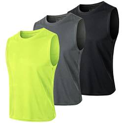 MEETYOO Tank Top Herren, Achselshirts Sport Ärmelloses Shirt Unterhemd Fitness Sleeveless Tshirt für Running Jogging Gym, Schwarz+grau+grün, XL von MEETYOO