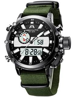 MEGALITH Herren Uhr Digital Armbanduhr: Multifunktions Sportlich Digitaluhr Nylon - Analog Quarz Uhr fur Männer von MEGALITH