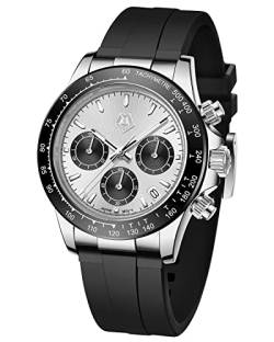 MEGALITH Herrenuhr Chronograph Quarz Uhr Wasserdicht 100M Saphirglas Taucheruhren Sport Armbanduhr Herren Schwarz mit Kalender Leuchtend, Elegant Geschenk für Männer von MEGALITH