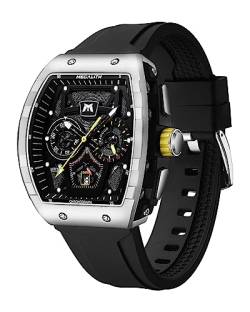 MEGALITH Herrenuhr Militär Sportlich Chronographen - Groß Armbanduhr Herren Schwarz Rubber Analog Wasserdicht Uhr Herren Lässig Quarz Designer Uhren fur Männer Datum Leuchtend Geschenke für Männer von MEGALITH