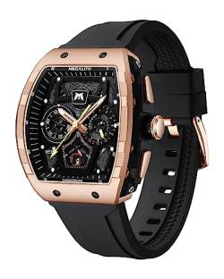 MEGALITH Herrenuhr Schwarz Militär Sportlich Chronographen Armbanduhr Herren Groß Wasserdicht Analog Quarz Uhr Herren Lässig Designer Uhren fur Männer Rubber Datum Leuchtend Geschenke für Männer von MEGALITH