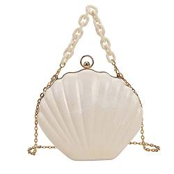 MEGAUK Damen Clutch Muschel Abendtasche Handtasche Mode Tasche mit Kette für Hochzeit Wedding Party von MEGAUK