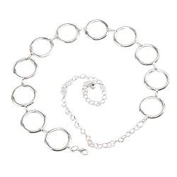 MEGAUK Damen Kettengürtel Ring Taillengürtel Hüftgurt Metallgürtel für Hochzeit Kleid 4cm Breit - Silber von MEGAUK