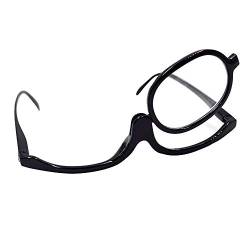 MEGAUK Damen Vergrößerungsbrille / Schminkbrille zum Lesen, hochklappbar, mit Klappbrille, Schwarz + 1,5 von MEGAUK