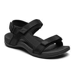 MEGNYA Bequeme Wandersandalen für Damen, leichte athletische Wandersandalen mit verstellbaren Riemen, Sportsandalen für Outdoor, Camping, wasserdicht, W1-schwarz, 40.5 EU von MEGNYA