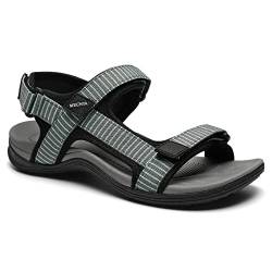 MEGNYA Bequeme Wandersandalen für Damen, leichte athletische Wandersandalen mit verstellbaren Riemen, Sportsandalen für Outdoor, Camping, wasserdicht, W4-grau, 39 EU von MEGNYA