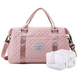 Große Reisetasche / Sporttasche, Sporttasche, Schultertasche, Wochenend-Übernachtungstasche für Damen, mit Nassfach, Pink, Reisetasche von MEGSHI