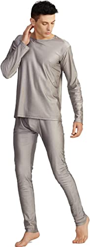 MEHAOC EMF Anti-Strahlung Männer-Pyjamas, Anti-Strahlung/leitfähige elektromagnetische Strahlungsschutz 360 ° Abschirmung Silberfaser Lange Casual Unterwäsche von MEHAOC