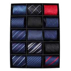 MEIANJU Herren-Krawatten, Herren-Krawatten, Krawatten mit Reißverschluss für Herren, seidige Krawatten-Set, Mehrfarbig, 47 x 8,4 cm, 15 Stück von MEIANJU