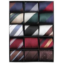 MEIANJU Krawatten für Herren, Hochzeits-Reißverschluss-Krawatten für Männer, 15 Stück Krawatten für Männer, Jungen, seidige Reißverschluss-Krawatten, vorgebundene Krawatten für Herren, Mehrfarbig – von MEIANJU