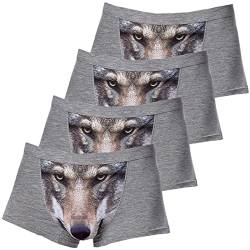 4pcs/Los großer Größe männlicher Unterwäsche Funny Panties Wolf Modal Männer Unterwaren Boxer Shorts Mann Bequeme Soft -Beutel -Unterhose (Color : SHFZ-Z07, Size : Asia XXL) von MEIGUI