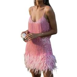 Samba - Fashion Cocktailkleid Fransen Pailletten Feder Patchwork Trägerkleider von MEIION