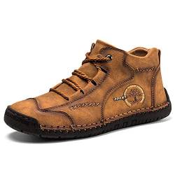 draussenfeet Mens Vintage Hand Stitched Comfort Moccasin Boots Herren Lederschuhe, Freizeitschuhe, Herrenstiefel, Sneakers, Comfort Walking Shoes von MEIION