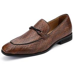 MEIJIANA Herren Mokassins Herren Elegante Schuhe Herren Casual Slip on Anzugschuhe, Braun-02, 42 EU (9 UK) von MEIJIANA