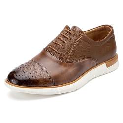 MEIJIANA Herren Oxfords Männer Businessschuhe Freizeit Schuhe Oxfords Herren Anzugschuhe Leder, Braun-06, 42 EU (9 UK) von MEIJIANA