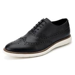 MEIJIANA Herren Oxfords Schuhe Herren Schnürhalbschuhe Leder Freizeitschuhe für Herren Business Schuhe Herren, Schwarz-01, 41 EU (8 UK) von MEIJIANA
