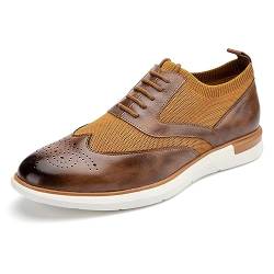 MEIJIANA Herren Oxfords Schuhe Männer Casual Schnürschuh Lederschuhe Herren Klassischer Business Oxford, Braun-02, 42 EU (9 UK) von MEIJIANA